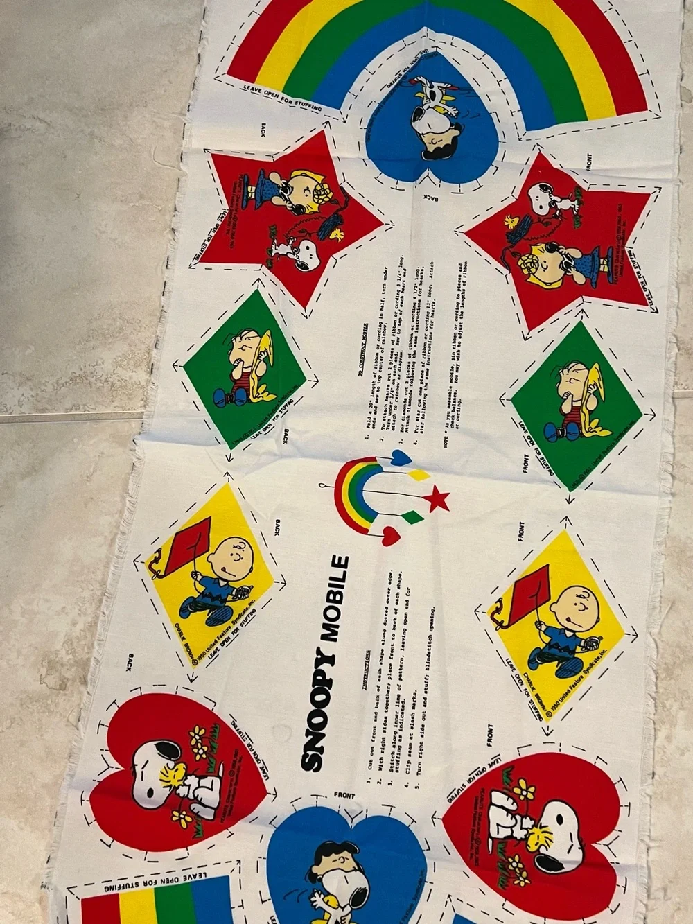 Peanuts Snoopy Mobile Panel with Rainbow, Red, Blue, Green & Yellow 3 panels